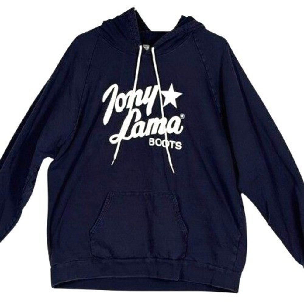 Tony Lama Boots Hoodie Mens 2XL Navy Blue American Apparel California Fleece USA